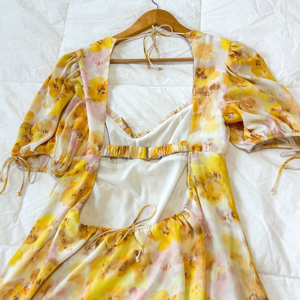 NWOT For Love & Lemons Zinna Babydoll Mini Dress Lemonade Floral Yellow Medium - Picture 16 of 16